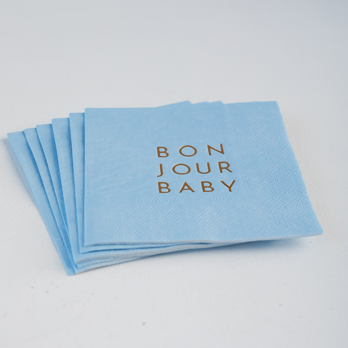 Cocktail Napkins, Small Blue Bonjour Baby