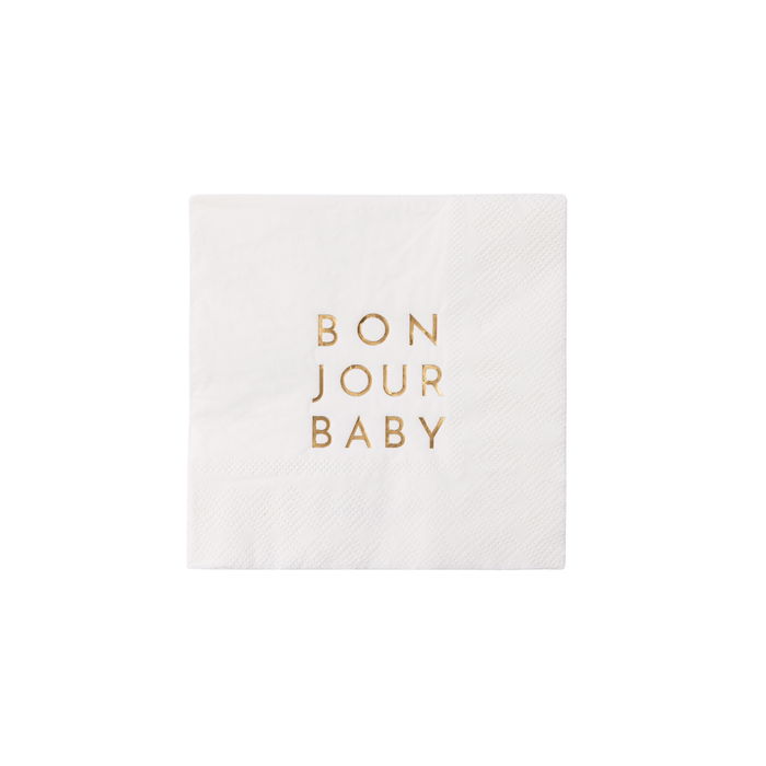 Cocktail Napkins, White Bonjour Baby