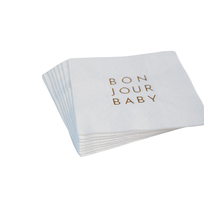 Cocktail Napkins, White Bonjour Baby