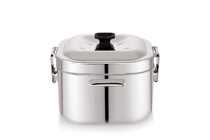 Coconut Cube stainless steel insulated hot pot in silver with square design