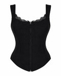 Outline image of Corsety Seamed Rib Tank - Lace Rib Black