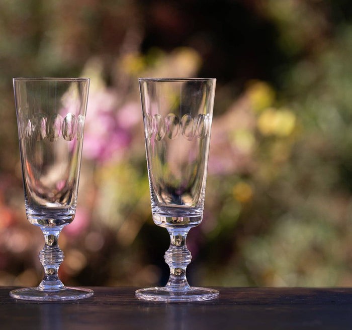 Crystal Champagne Flute with Lens Design