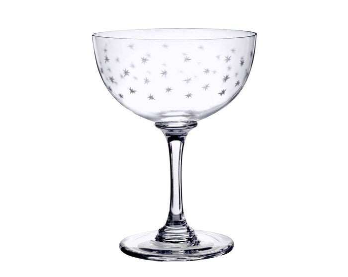 Crystal Champagne Saucers with Stars Design