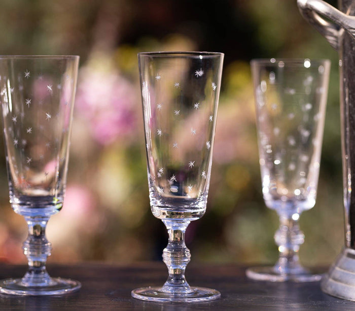 Crystal Wine Flute with Star Design