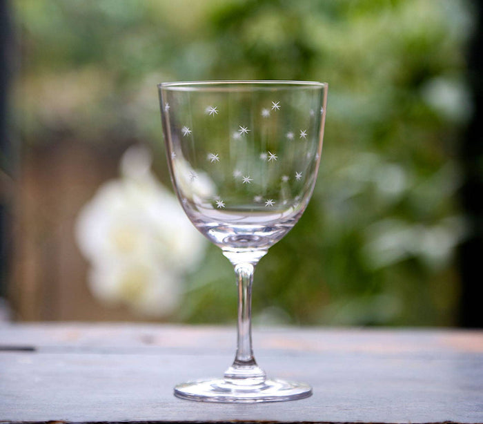 Crystal Wine Glass with Stars Design