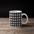 Custom Buffalo Plaid Coffee Mug | 15 Ounce Coffee Cup | Black and White Plaid - Deja Blue Studios