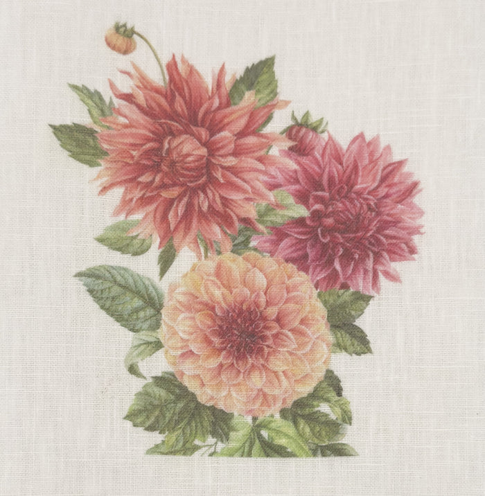 Dahlias Linen Cocktail Napkins
