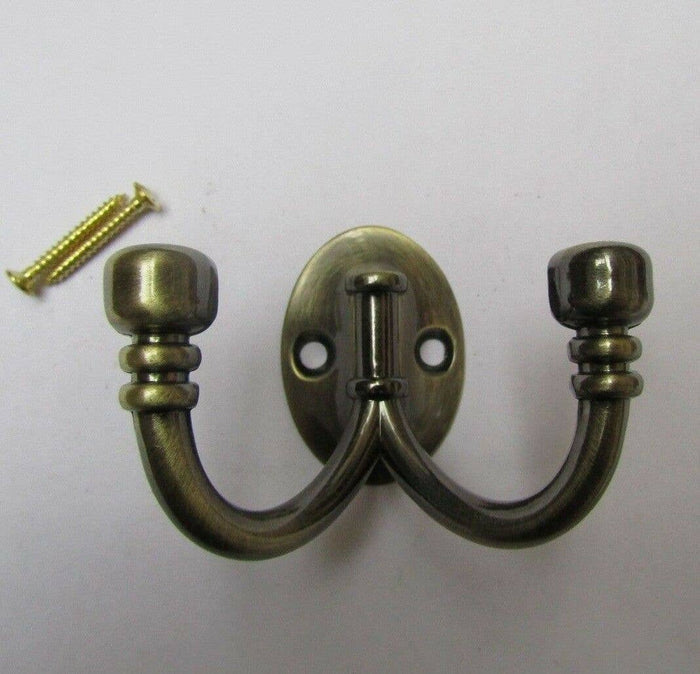 Double Ball end Robe Hook Antique Brass