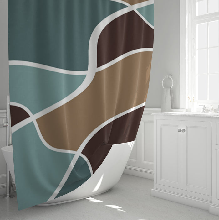 Earth Tone Organic Shape Abstract Pattern Shower Curtain