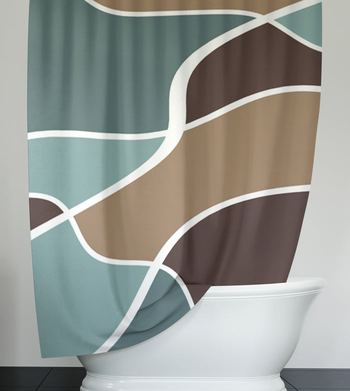 Earth Tone Organic Shape Abstract Pattern Shower Curtain