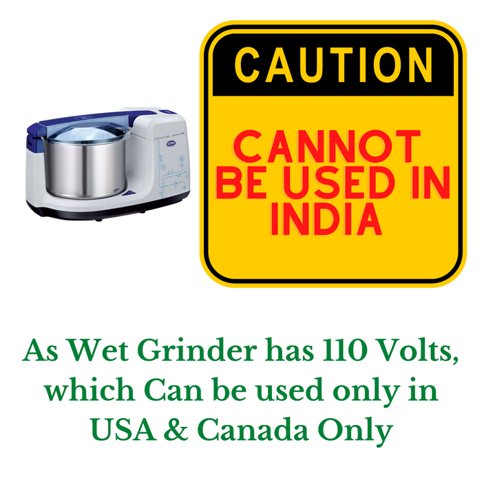 Elgi Ultra Bigg+ Table Top Wet Grinder 2.5 Litres, 110volts for use in USA & Canada