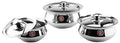 Embassy American Pongal Pot/Cook-n-Serve Dish, Set of 3 (Sizes 0-2), 750 ml / 1250 ml / 1800 ml (Stainless Steel) - KITCHEN MART