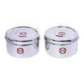 Embassy Deep Puri Box / Container - Pack of 2 (Size 8, 650 ml each), Stainless Steel - KITCHEN MART