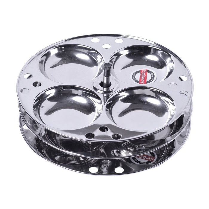 Embassy Deluxe Idli Stand 3 Plates Stainless Steel, Details: 3 plates, 12 idli cavities, stainless steel construction