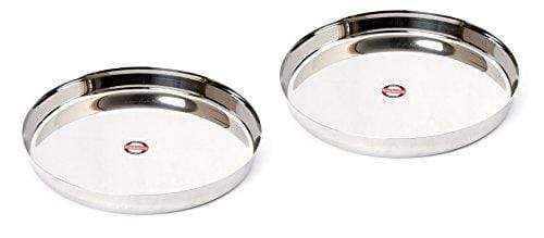 Embassy Plain Khumcha Spl/Dinner Plate, Size 13, 28.6 cms (Pack of 2, Stainless Steel) - KITCHEN MART