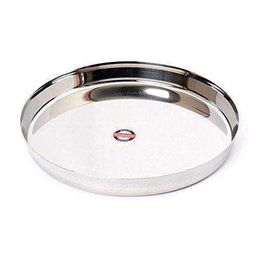 Embassy Plain Khumcha Spl/Dinner Plate, Size 13, 28.6 cms (Pack of 2, Stainless Steel) - KITCHEN MART
