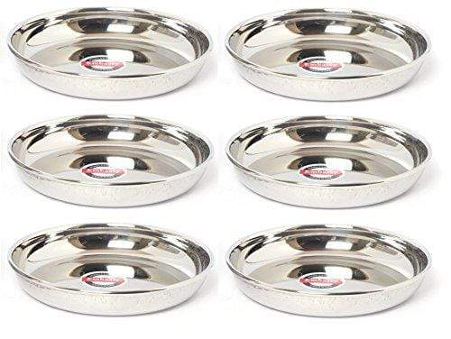 Embassy Rice Plate, Size 3, 12.5 cms (Pack of 6, Stainless Steel) - KITCHEN MART