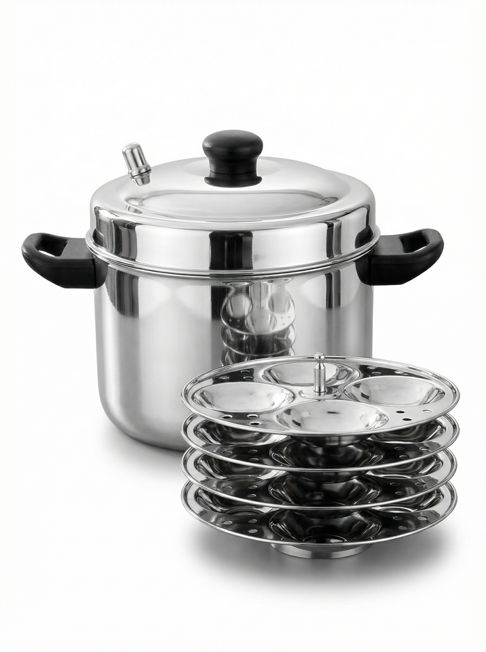 Embassy Sandwich Bottom Idly Maker with Deluxe Idly Stand & Lifter – Stainless Steel