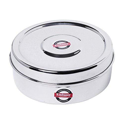 Embassy Sleek Puri Box / Container - Pack of 2 (Size 9, 600 ml each), Stainless Steel - KITCHEN MART