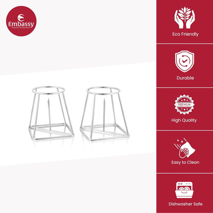 Embassy Stainless Steel Banana Plant Stand (9.5 cm x 9.5 cm x 13.3 cm, Silver, Set of 2)