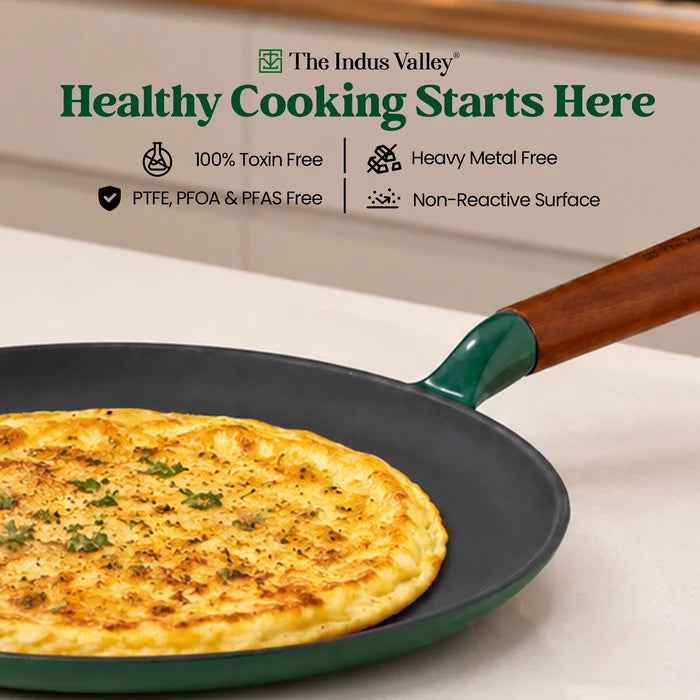 Enamel Coated Cast Iron Dosa Tawa - 28cm | Induction & Gas Compatible