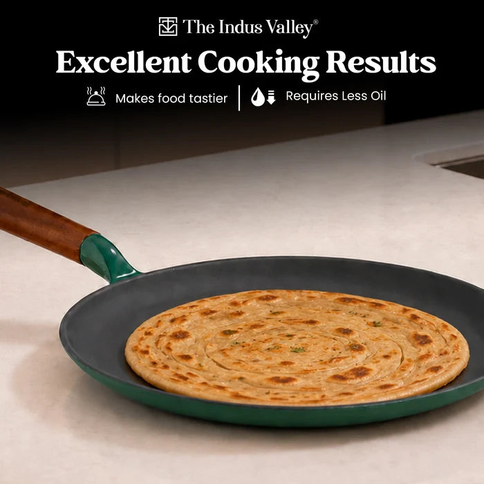 Enamel Coated Cast Iron Dosa Tawa - 28cm | Induction & Gas Compatible