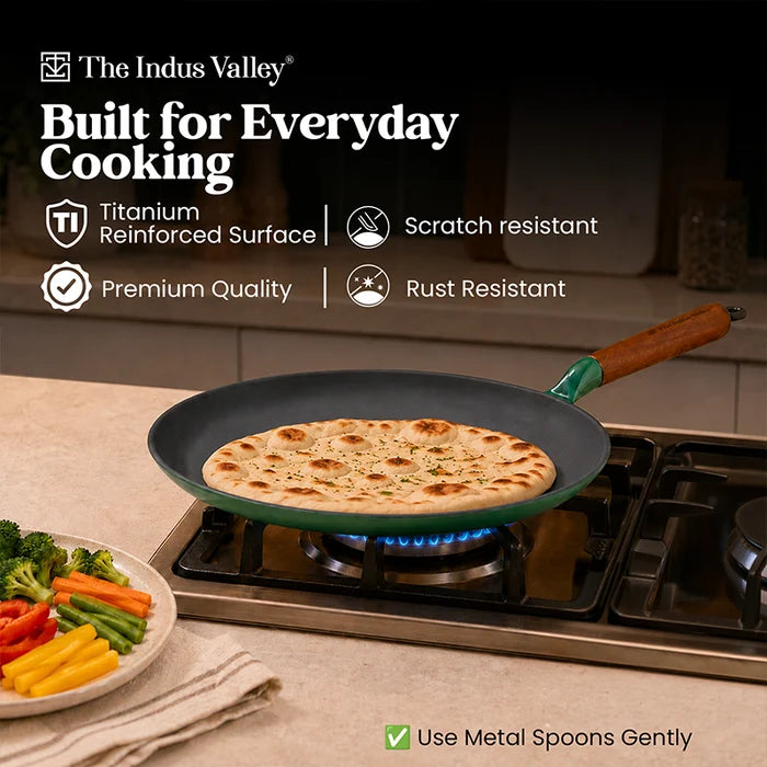 Enamel Coated Cast Iron Dosa Tawa - 28cm | Induction & Gas Compatible