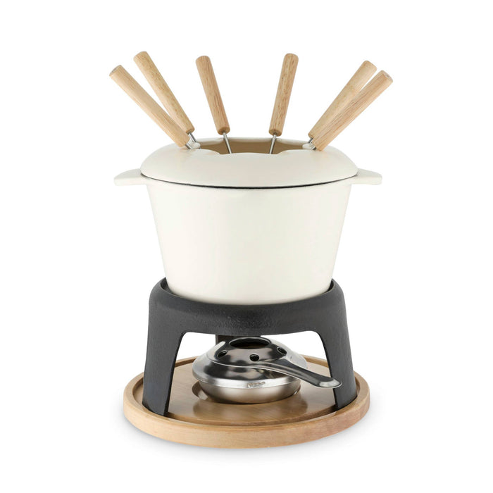 Enamel Coated Finish Cast Iron Fondue Set