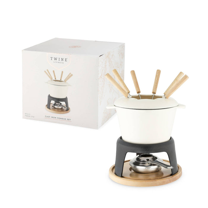 Enamel Coated Finish Cast Iron Fondue Set