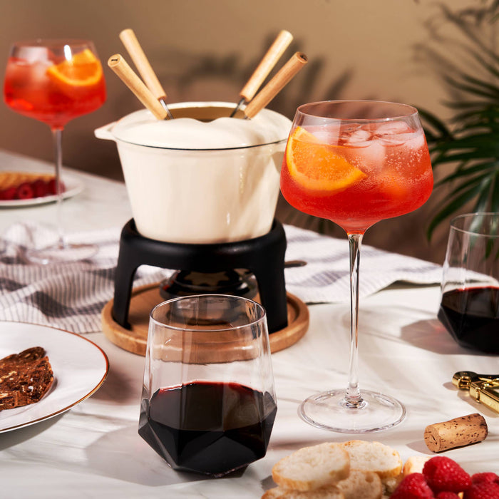 Enamel Coated Finish Cast Iron Fondue Set