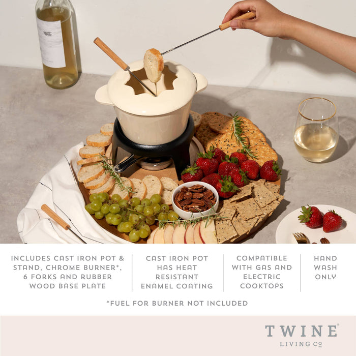 Enamel Coated Finish Cast Iron Fondue Set