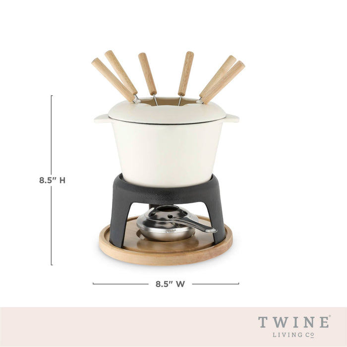 Enamel Coated Finish Cast Iron Fondue Set