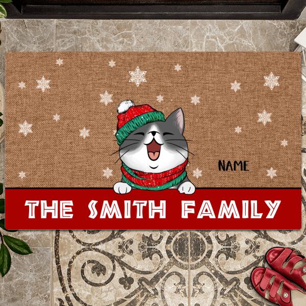 Family Name Doormat, Funny Welcome Mat, Cat Lover Gifts, Christmas Decorations, Personalized Pet Lovers Doormat