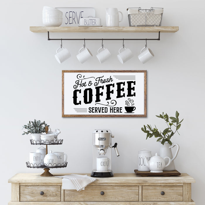 "Hot & Fresh Coffee" 20" x 12" Framed
