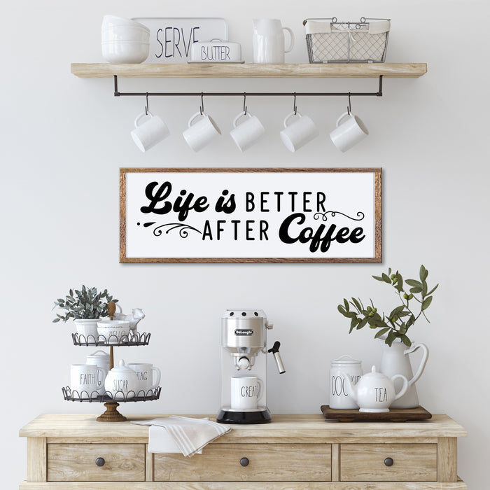 "Life is Better After Coffee" 26" x 10" Framed