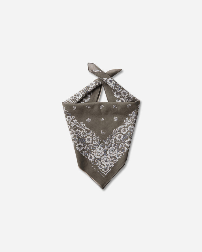 KAPITAL Fastcolor Selvedge Bandanna (Churchill Garden) 20X20 Khaki Gloves and Scarves Bandanas K2508BA507 KHAKI