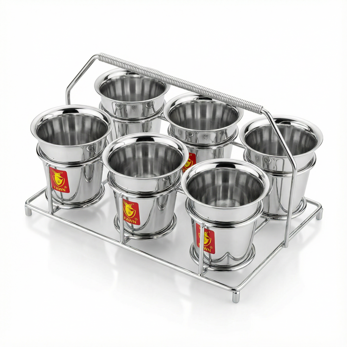 Fawn Stainless Steel Coffee Glass Set 6 Pieces with Stand