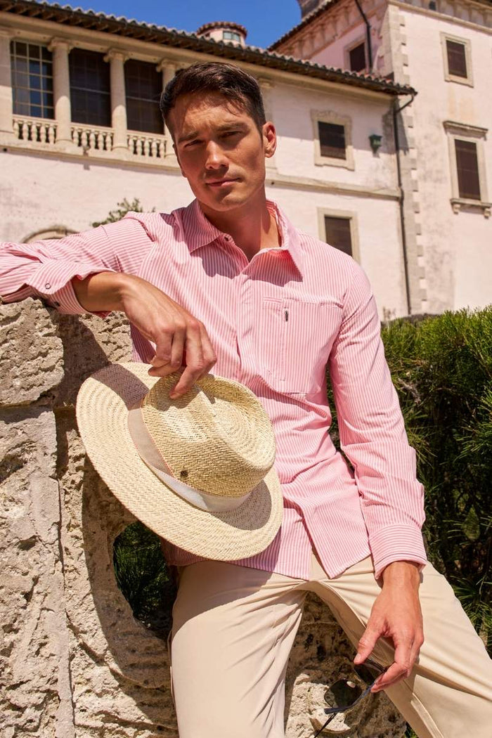 Color_White/Flamingo Pink Stripe
