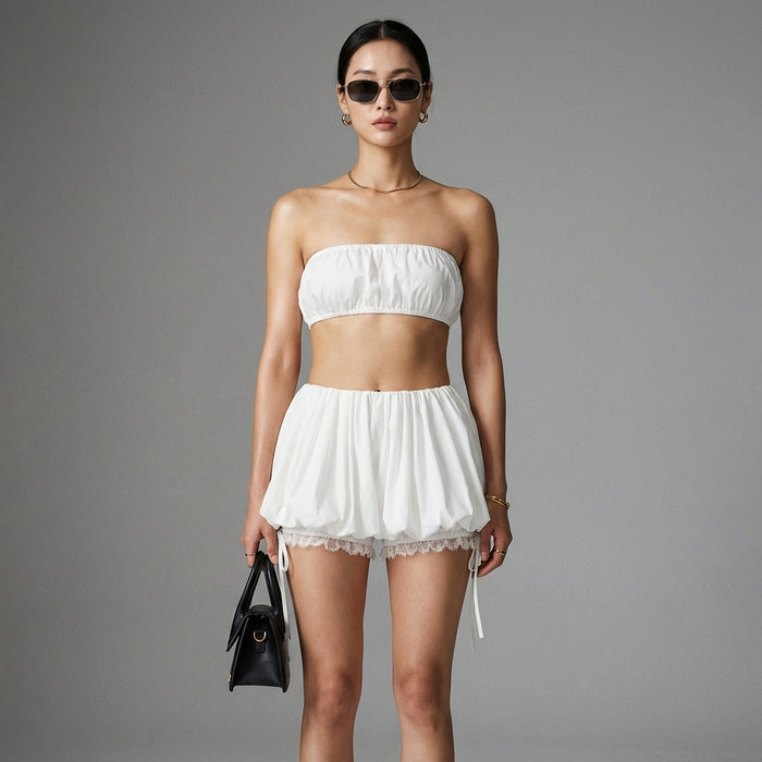 Mini-jupe évasée noire à volants, style K-fashion, taille élastique - Taille S