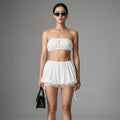 Mini-jupe évasée noire à volants, style K-fashion, taille élastique - Taille S