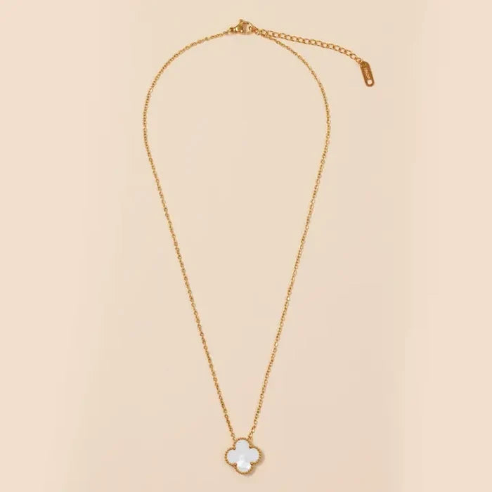 Floral Charm 18K Gold Dip Stainless Steel Necklace