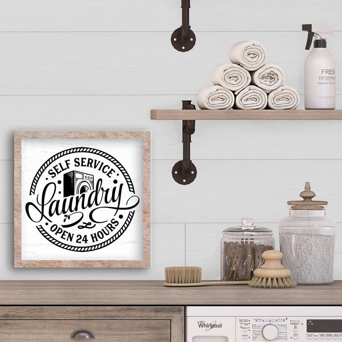 Self Service Laundry 14" x 14" Framed