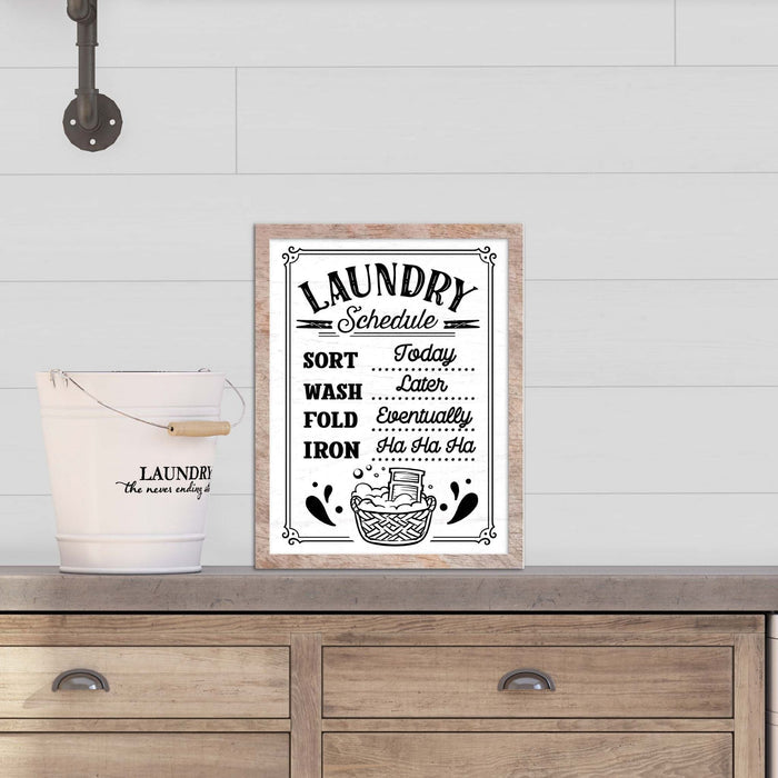 Laundry Schedule 14" x 18" Framed