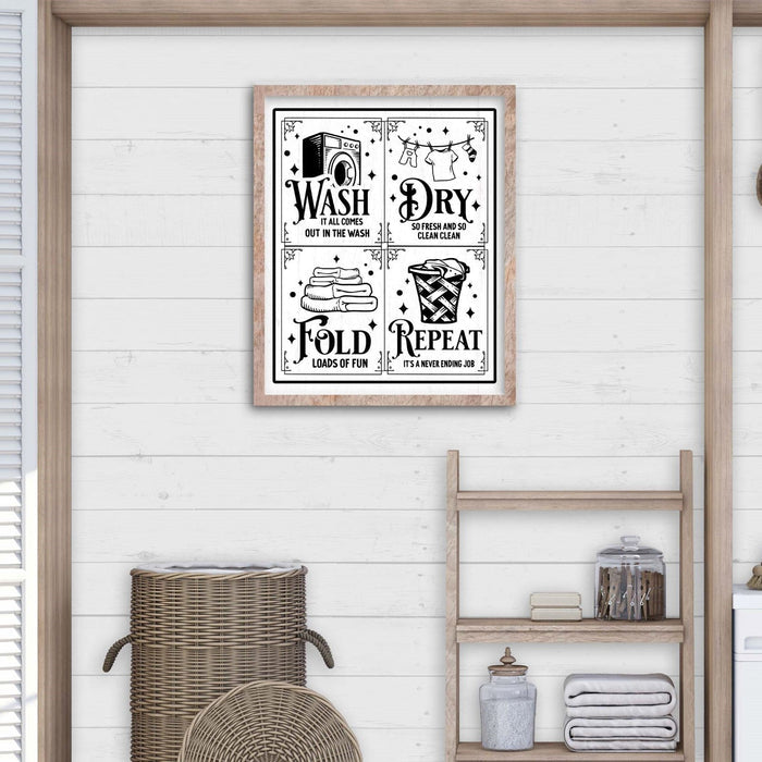 Wash Dry Fold Repeat 18" x 22" Framed