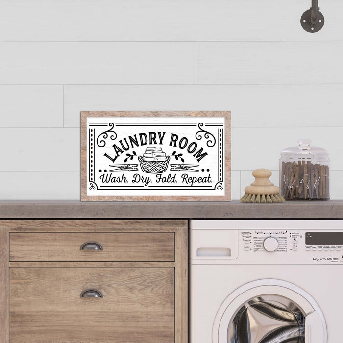 Laundry Room Wash Dry Fold Repeat 20" x 12" Framed