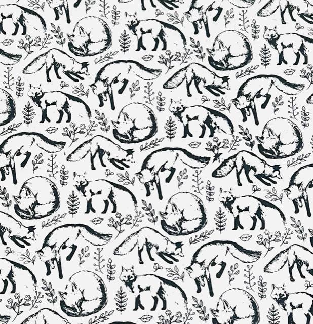 Fox Wrapping Paper Sheet, black on cream