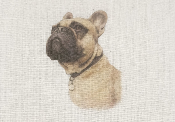 French Bulldog Linen Cocktail Napkins
