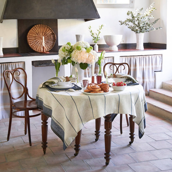French Tablecloth Eze Ivory & Blue
