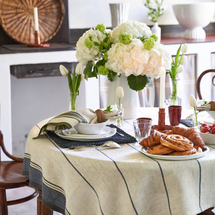 French Tablecloth Eze Ivory & Blue