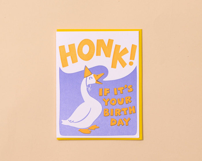 Funny Letterpress Birthday Greeting Card — Honk Bday Goose